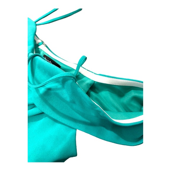 NWT Bebe Women's Cascade Ruffle Flounce AQUA Dress Size 12 - Picture 9 of 10